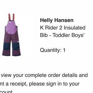 K Rider 2 Insulated Bib - Worn Once - Excellent Used Condition - Size 2